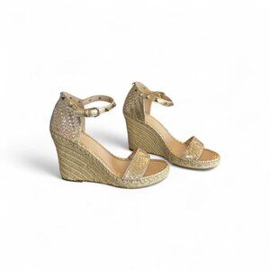 Marc Fisher Gold Woven Espadrille Wedge Heels | Womens Size 7.5